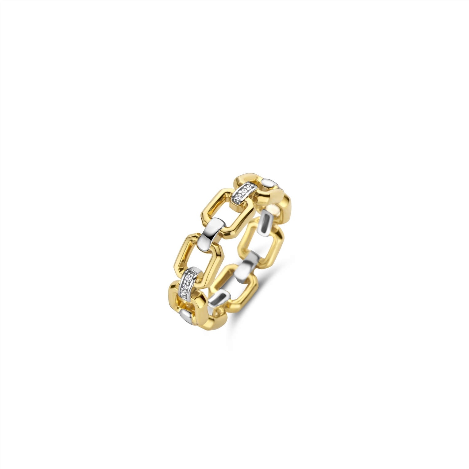 Deze TI SENTO vergulde zilveren ring 12292ZY pronkt met iconische rechthoekige vormen die omhuld zijn door kleine luxueuze pavé schakels. De ring is vervaardigd uit de hoogste kwaliteit 925 sterling zilver en verguld met geelgoud. Dit iconische vintage stuk wordt gegarandeerd je nieuwe favoriete aanwinst. Voeg een vleugje vintage met een twist toe aan je look! Al onze ringen zijn nikkelvrij en hypoallergeen.